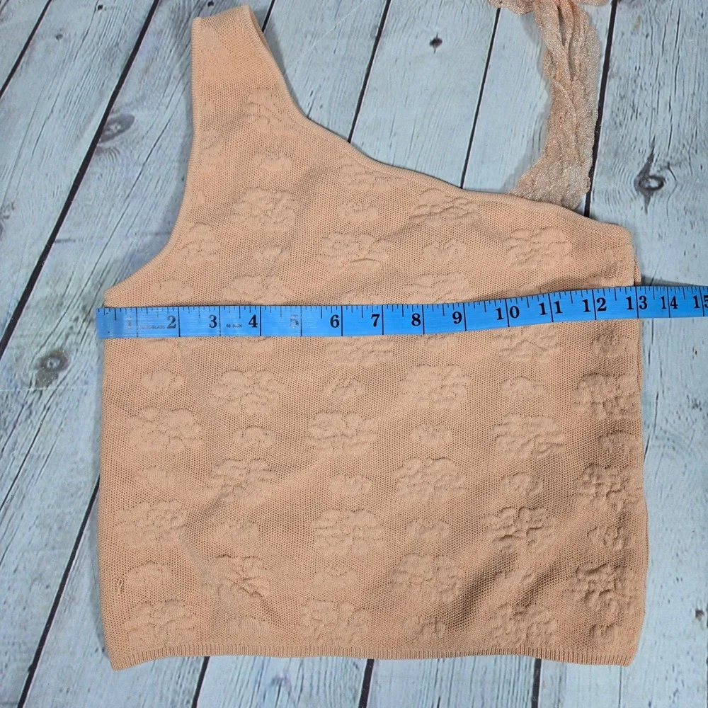 Zara Girls Peach One Shoulder Knit Top Metallic Bow Detail Size 11-12 152cm